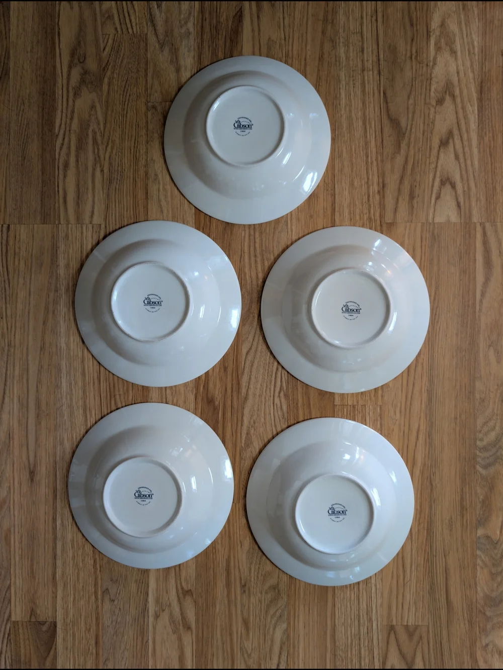 Set of 5 Gibson Country Rooster Stoneware Bowls Sunflower Red Rim